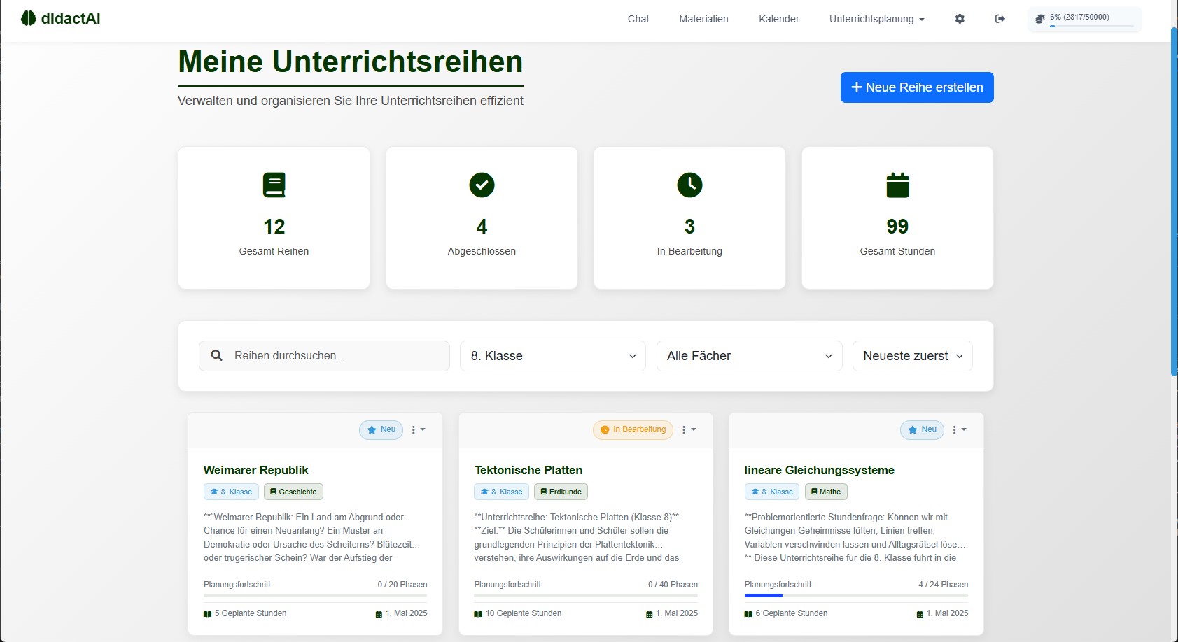 didactAI Materialverwaltung: KI-gestützte Organisation von Unterrichtsmaterialien